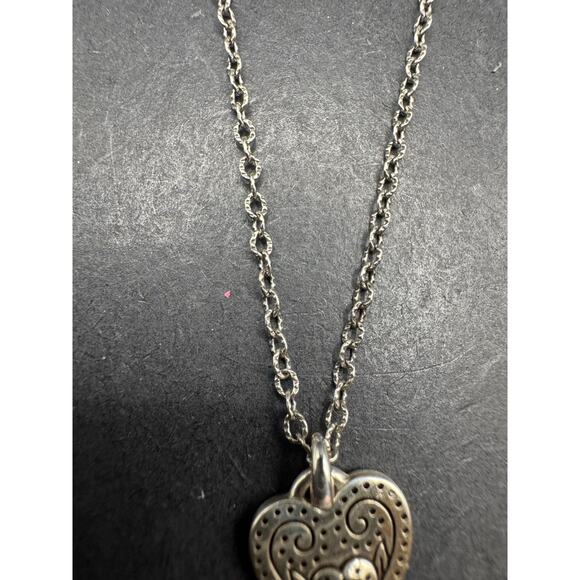 Brighton Necklace Reversible Heart Love Blooms Silver Tone with Scrolls 18" - Picture 3 of 8